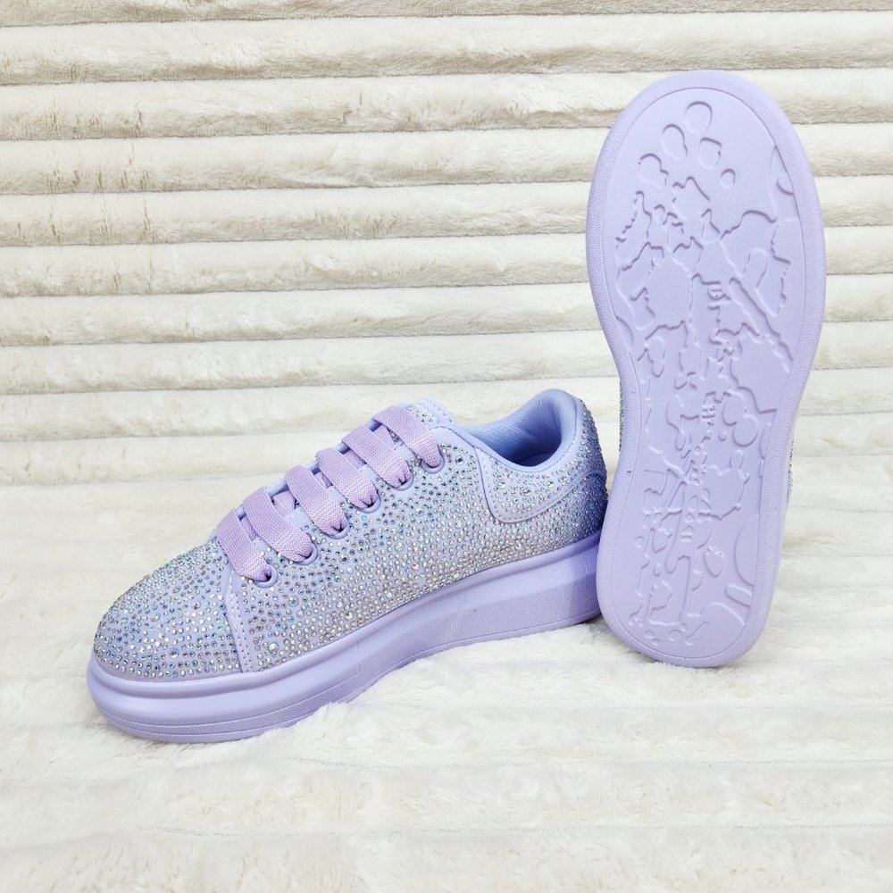 Comfy Cush Baby Lilac Purple Rhinestone Fashion Sneakers Tennis Shoes - Picture 4 of 9